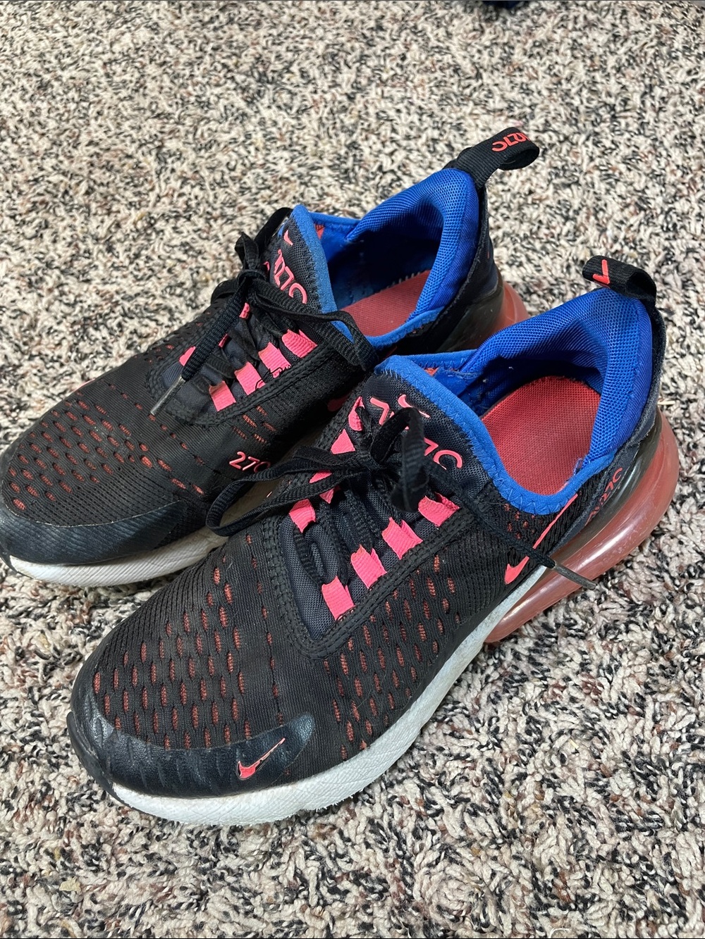 Nike Air Max 270 Bright Crimson Racer Blue Sneakers Women's 5 Fair/Used